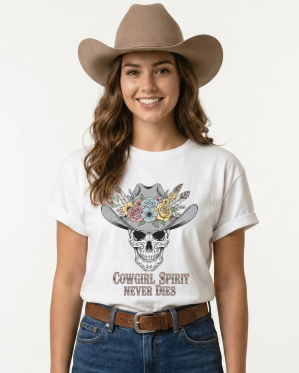 floral cowgirl skull, unisex organic oversized high neck t shirt