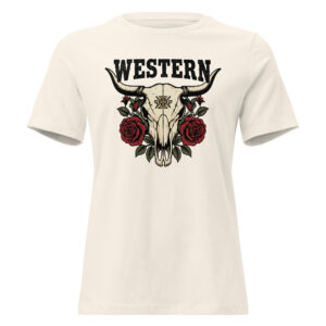 western wildflower longhorn skull graphic tee – soft combed cotton relaxed fit t shirt