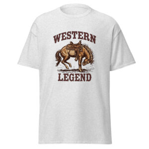 western legend t shirt – vintage cowgirl horse graphic tee – retro saddle sunset apparel