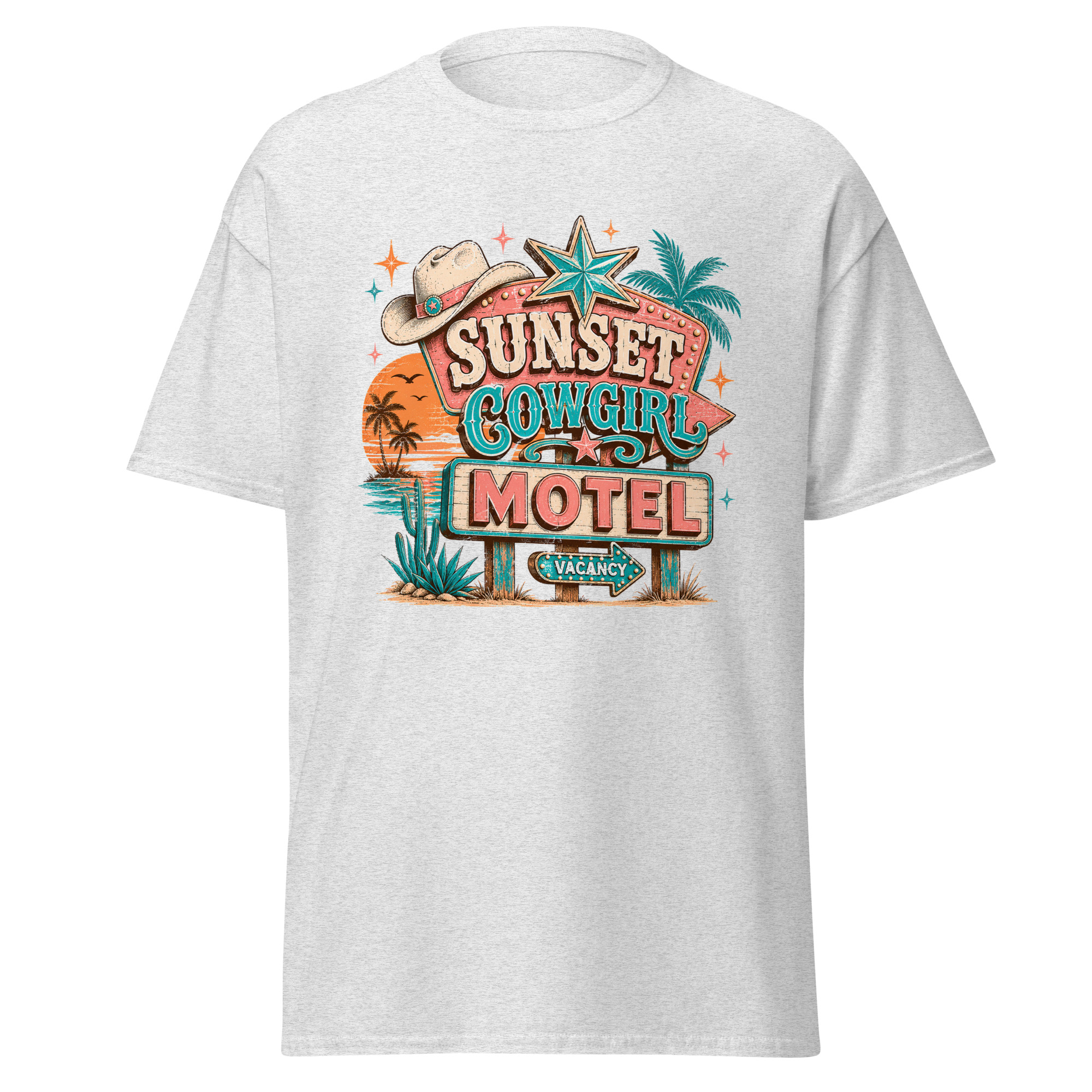 sunset cowgirl motel graphic t shirt | retro western summer apparel sunset cowgirl motel graphic t shirt | retro western summer apparel
