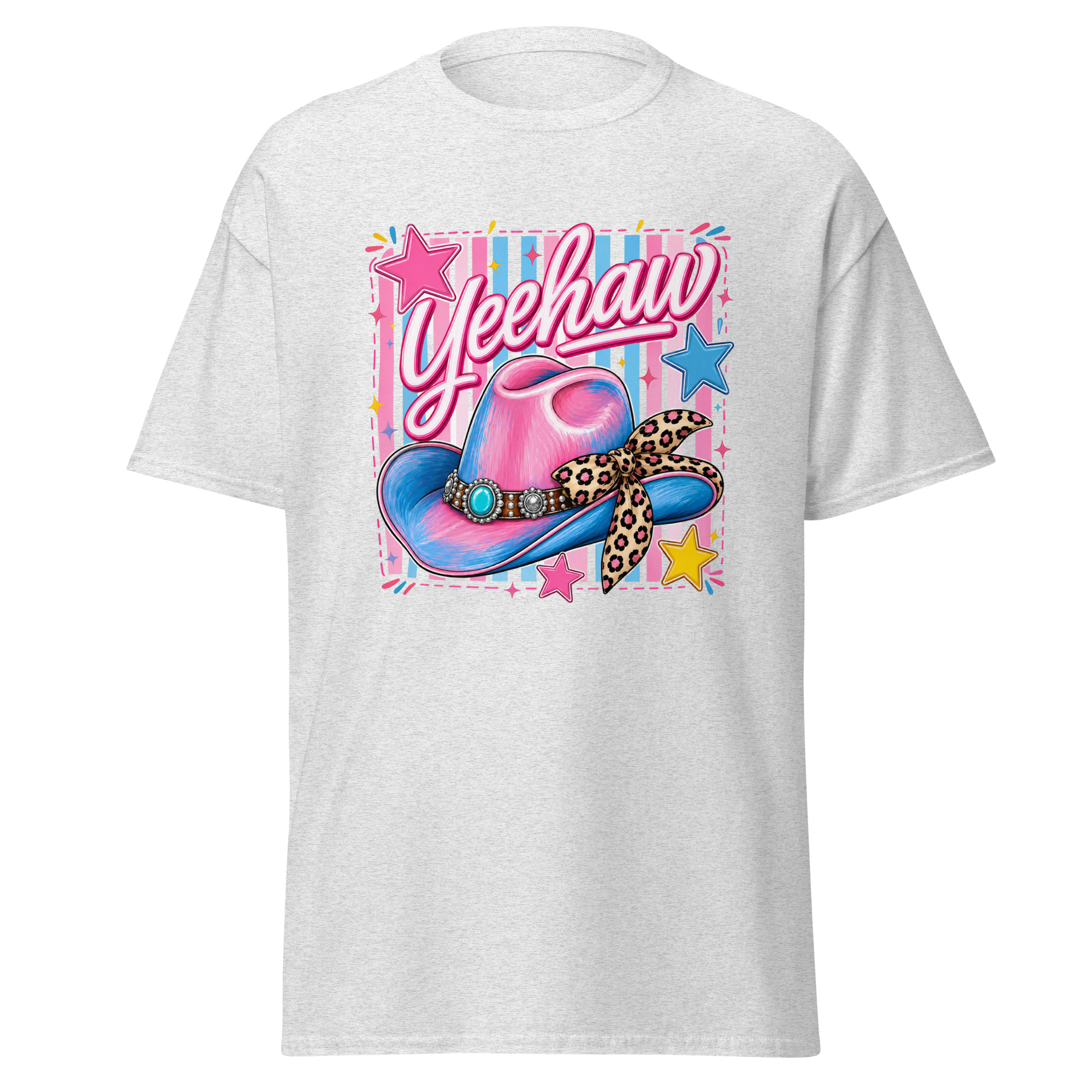 yeehaw pink & blue cowgirl hat graphic t shirt | western fashion yeehaw pink & blue cowgirl hat graphic t shirt | western fashion