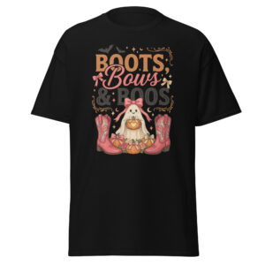 boots, bows & boos graphic t shirt | spooky western halloween apparel