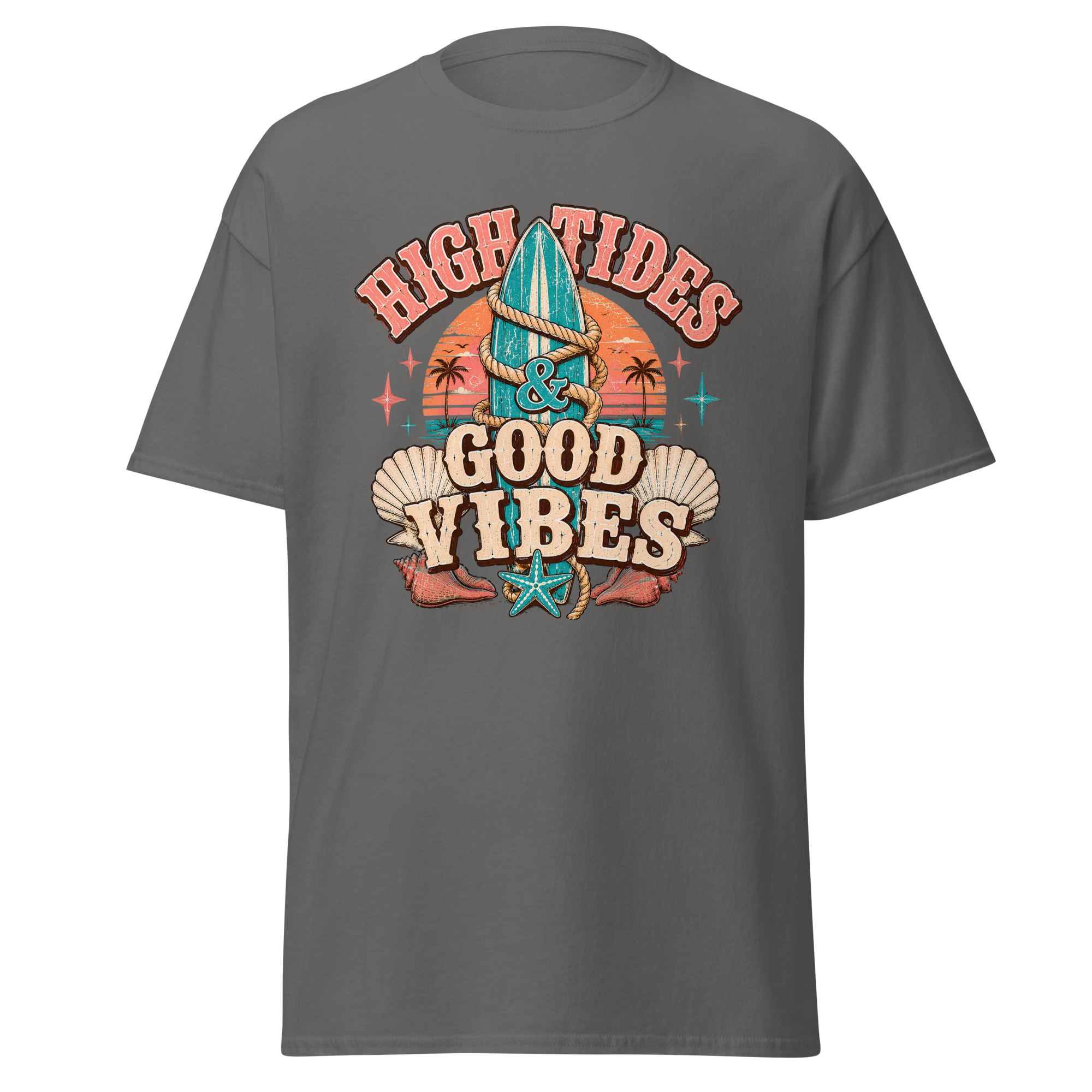 high tides & good vibes graphic t shirt | coastal summer apparel high tides & good vibes graphic t shirt | coastal summer apparel