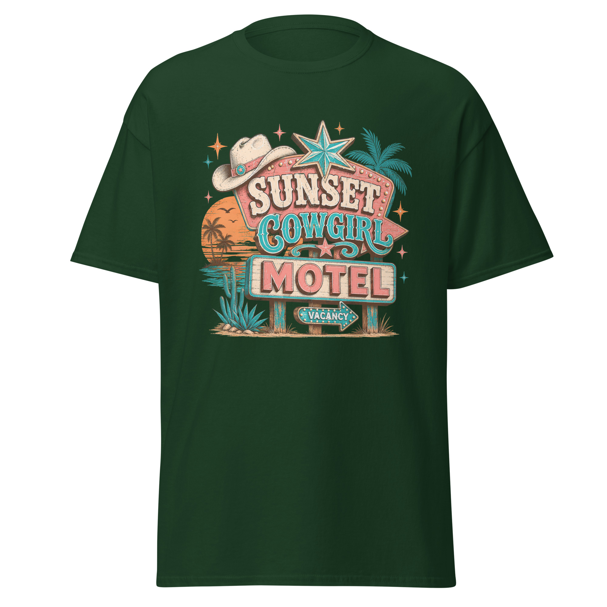sunset cowgirl motel graphic t shirt | retro western summer apparel sunset cowgirl motel graphic t shirt | retro western summer apparel