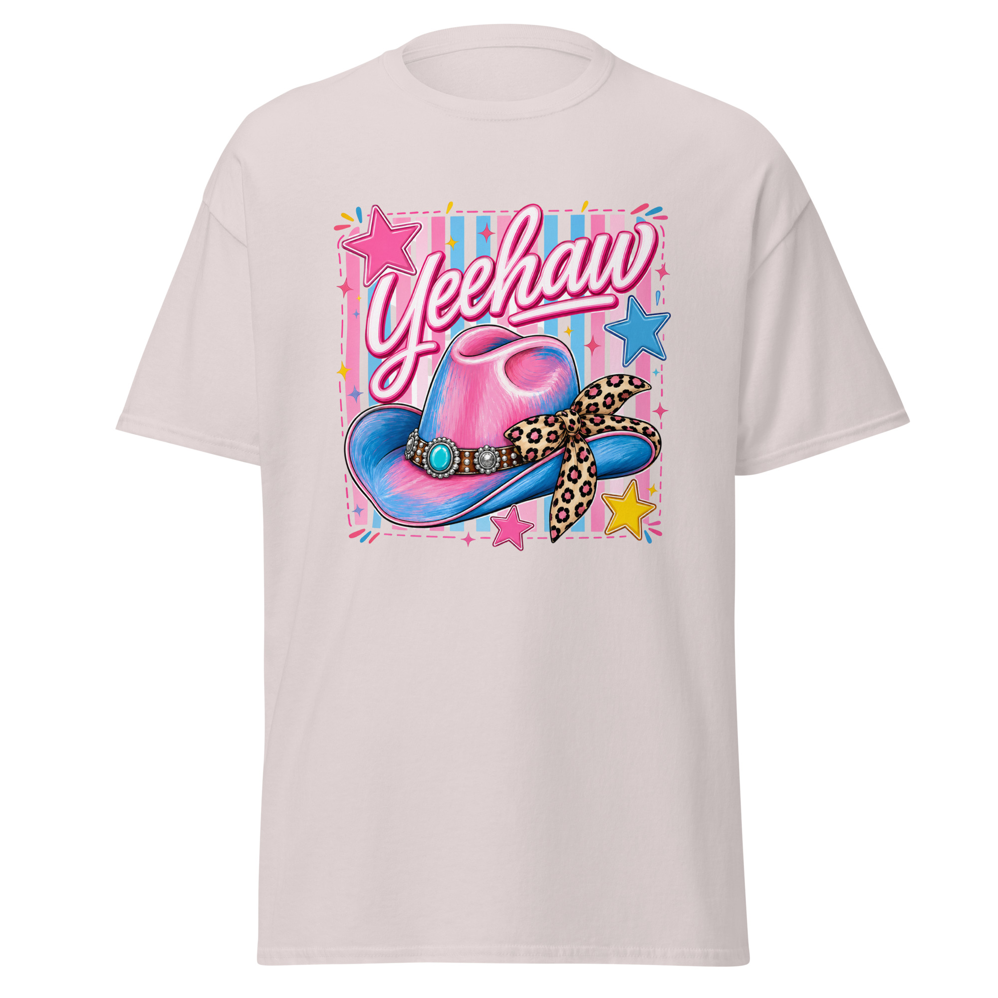 yeehaw pink & blue cowgirl hat graphic t shirt | western fashion yeehaw pink & blue cowgirl hat graphic t shirt | western fashion