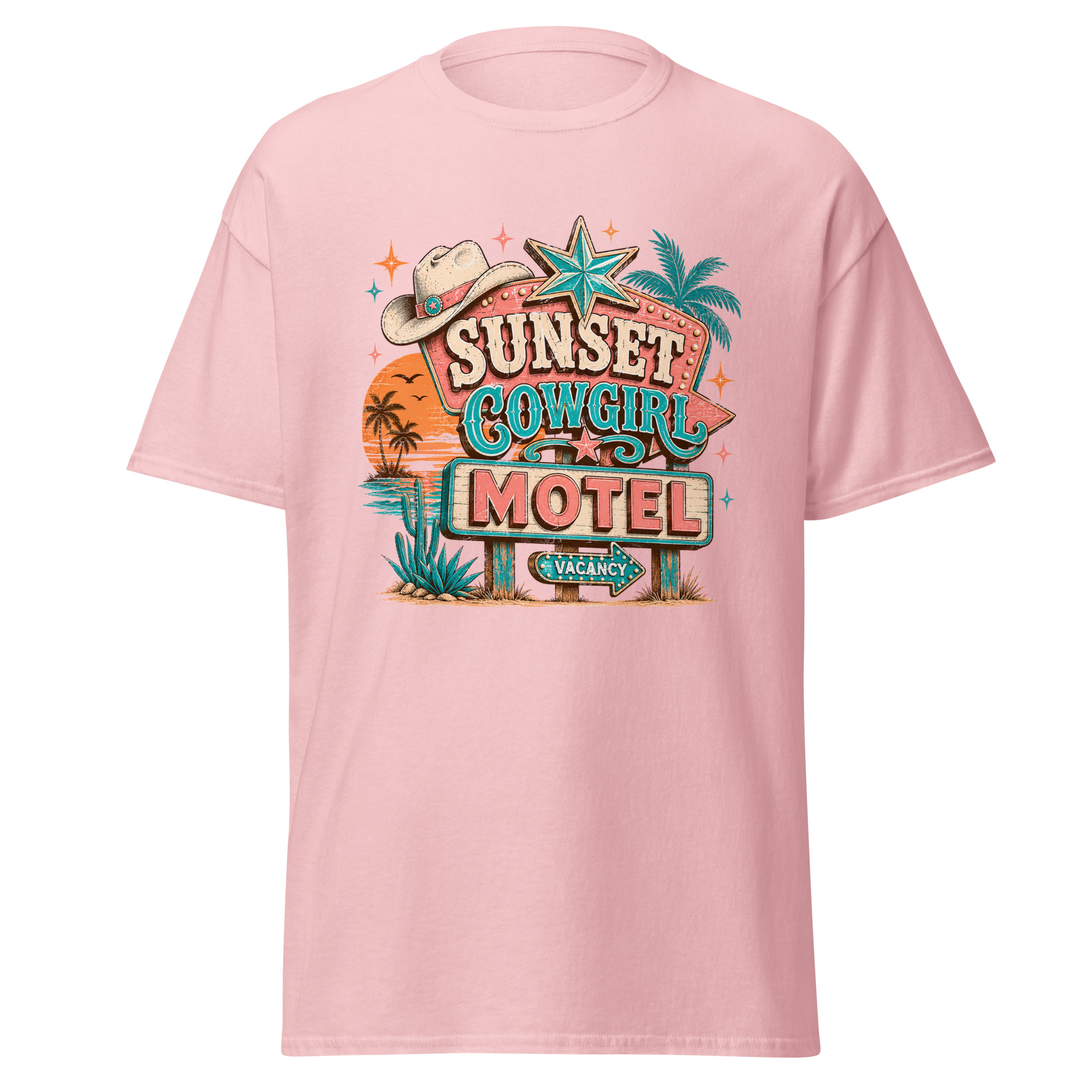 sunset cowgirl motel graphic t shirt | retro western summer apparel sunset cowgirl motel graphic t shirt | retro western summer apparel