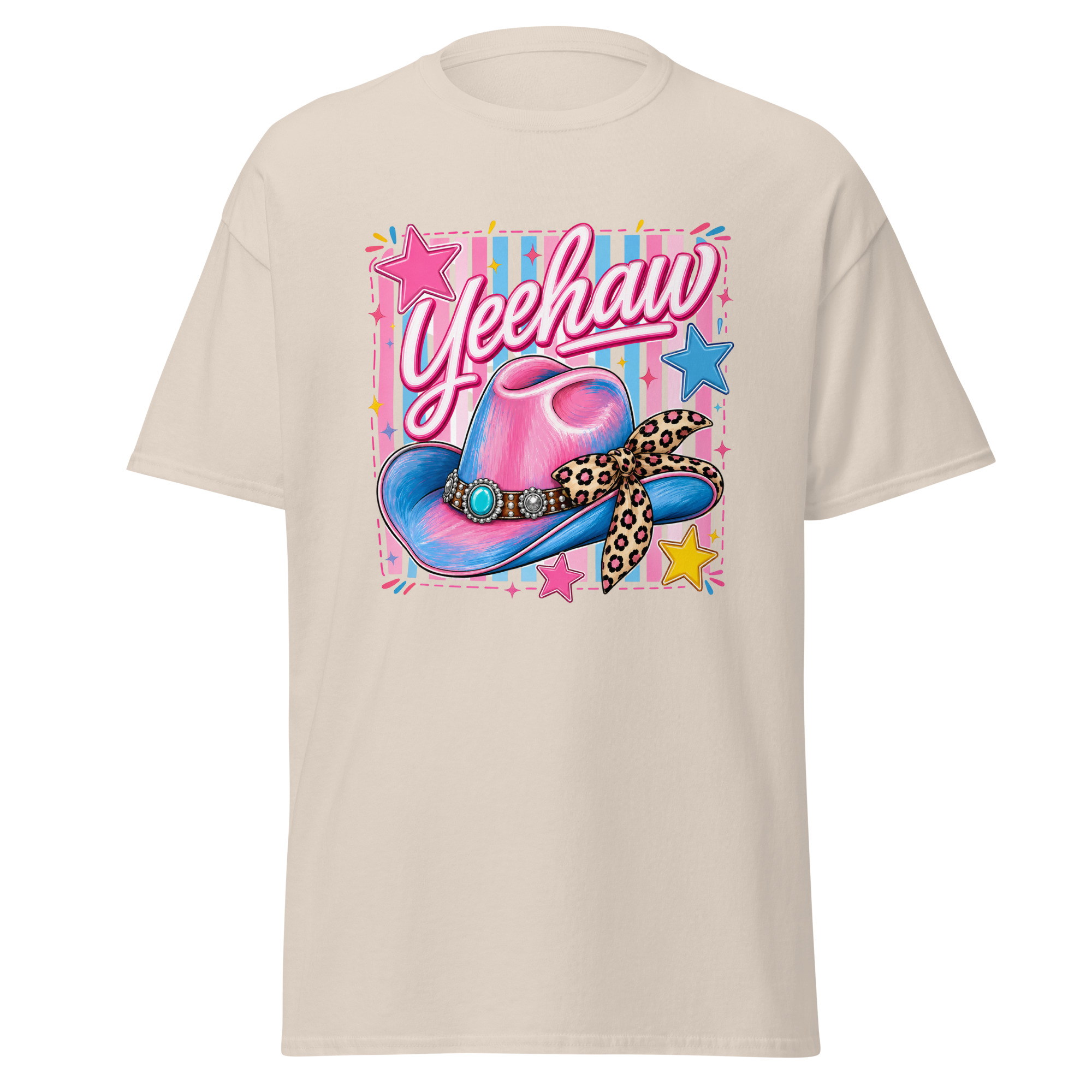 yeehaw pink & blue cowgirl hat graphic t shirt | western fashion yeehaw pink & blue cowgirl hat graphic t shirt | western fashion