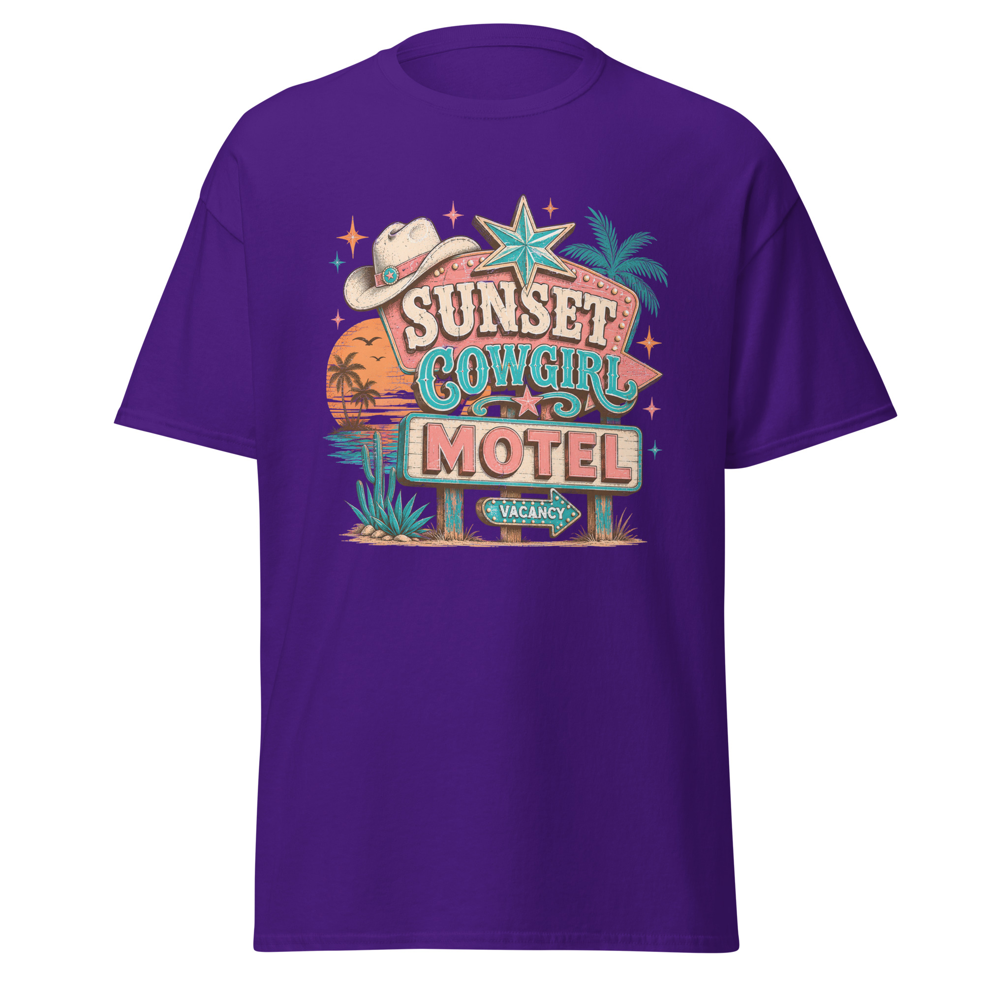sunset cowgirl motel graphic t shirt | retro western summer apparel sunset cowgirl motel graphic t shirt | retro western summer apparel