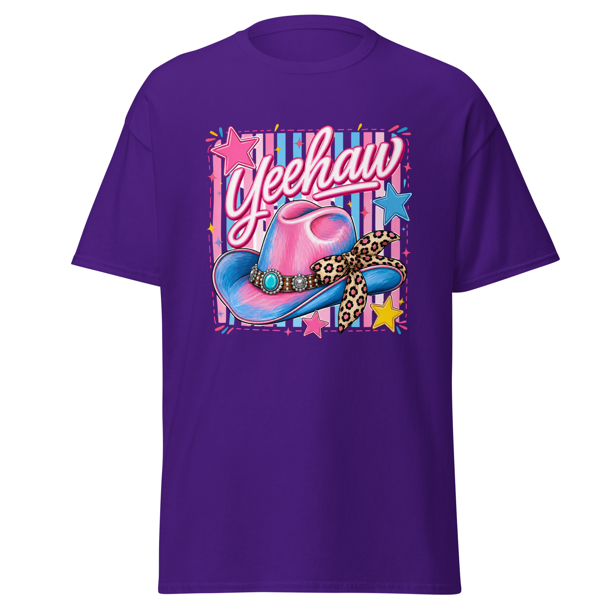 yeehaw pink & blue cowgirl hat graphic t shirt | western fashion yeehaw pink & blue cowgirl hat graphic t shirt | western fashion