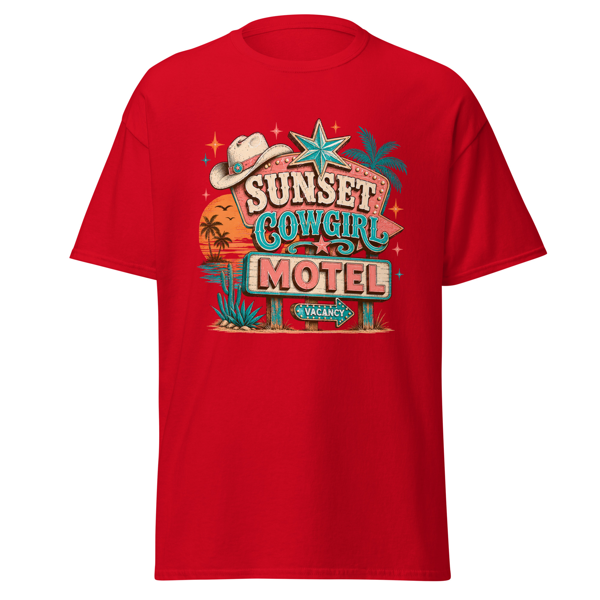 sunset cowgirl motel graphic t shirt | retro western summer apparel sunset cowgirl motel graphic t shirt | retro western summer apparel
