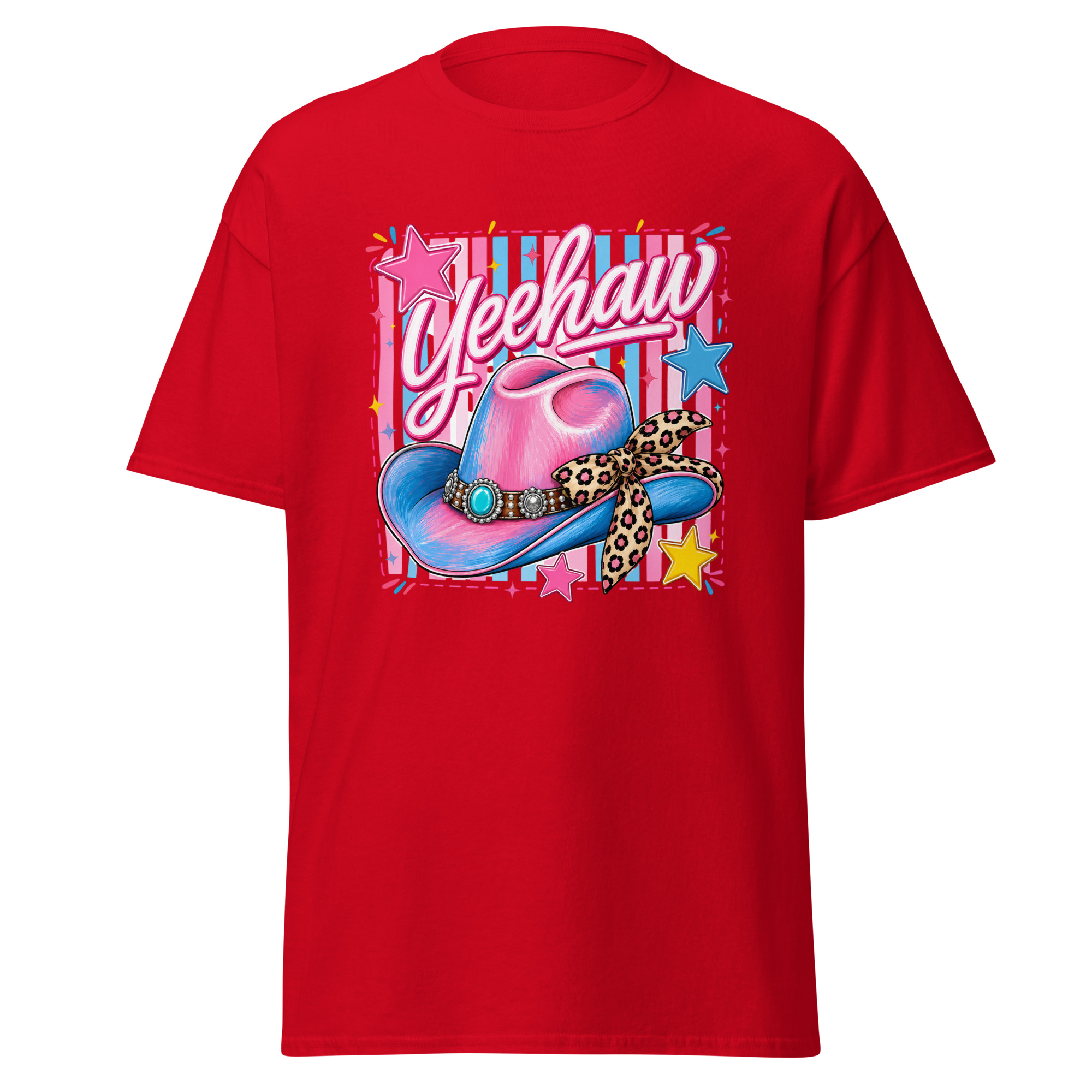 yeehaw pink & blue cowgirl hat graphic t shirt | western fashion yeehaw pink & blue cowgirl hat graphic t shirt | western fashion