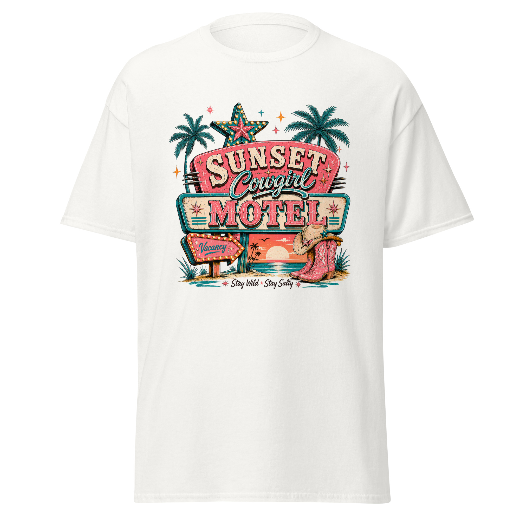sunsets, saltwater & spurs graphic t shirt | western summer apparel sunsets, saltwater & spurs graphic t shirt | western summer apparel