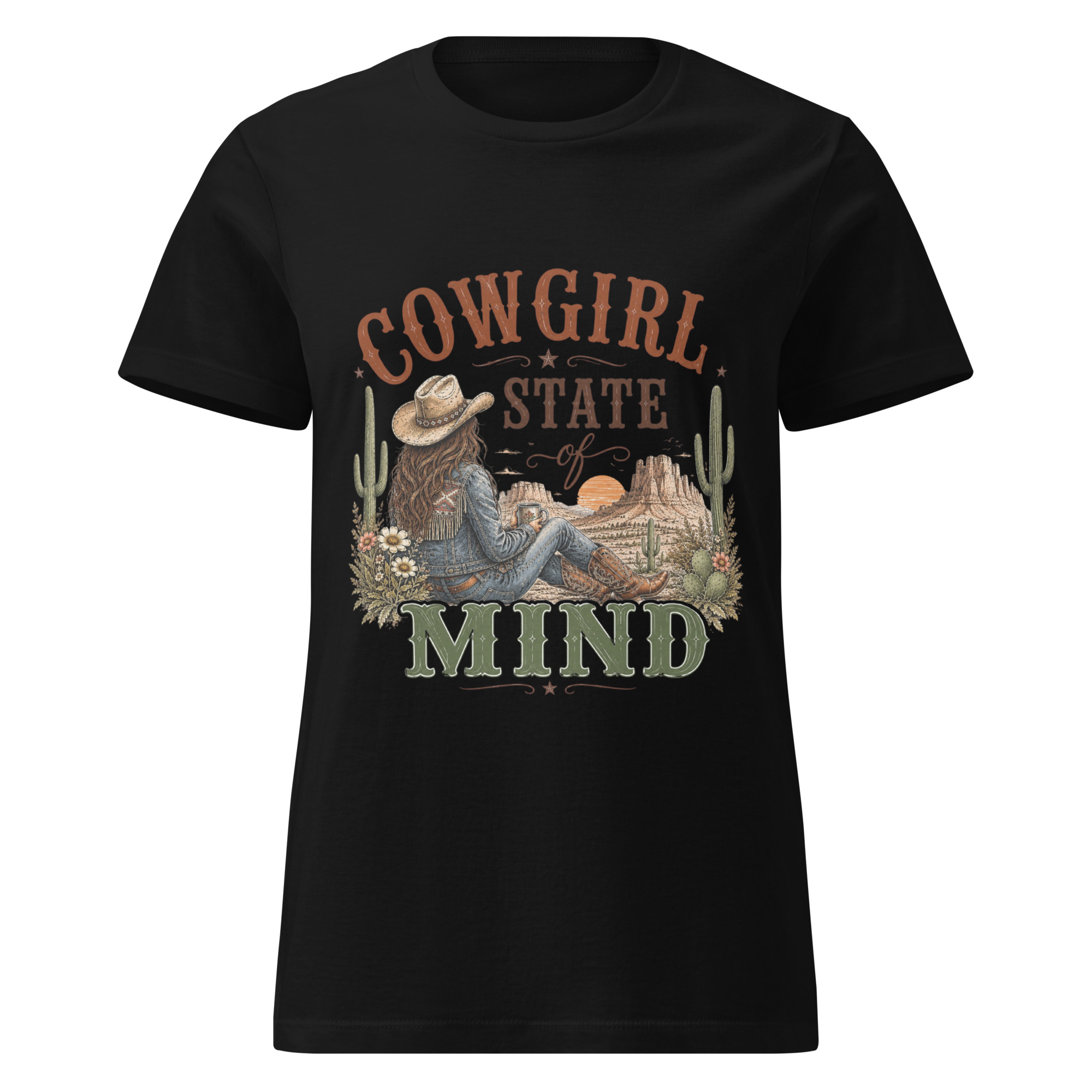 cowgirl state of mind t shirt | western desert sunset graphic tee | retro country girl shirt, boho cactus apparel, wild west vintage top cowgirl state of mind t shirt | western desert sunset graphic tee | retro country girl shirt, boho cactus apparel, wild west vintage top