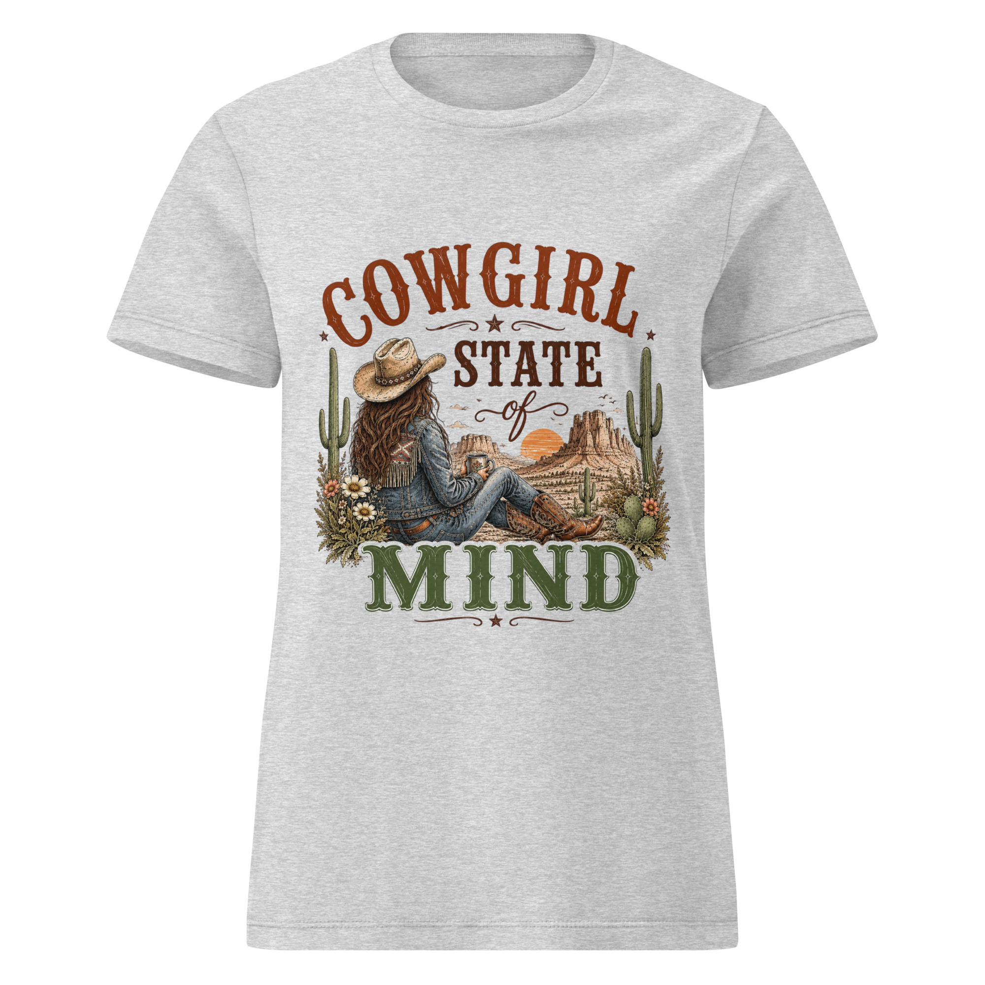 cowgirl state of mind t shirt | western desert sunset graphic tee | retro country girl shirt, boho cactus apparel, wild west vintage top cowgirl state of mind t shirt | western desert sunset graphic tee | retro country girl shirt, boho cactus apparel, wild west vintage top
